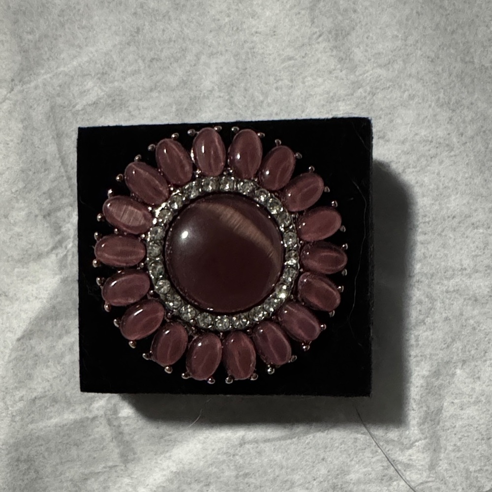 Purple Floral Statement stretch ring - Fashion Jewelry